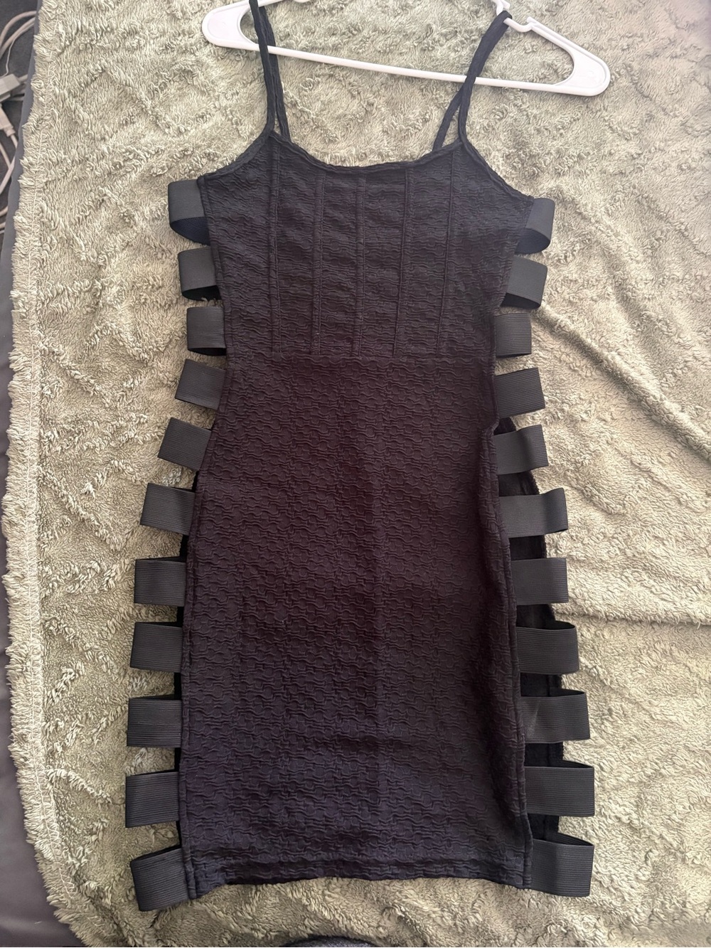 Black Strappy Side Cutout Bodycon Dress